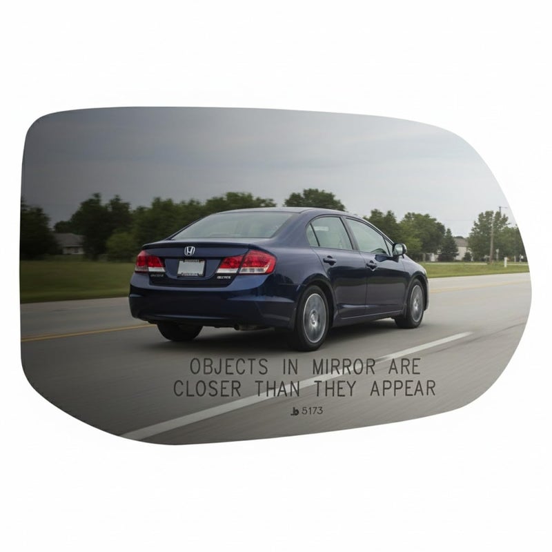 Burco 5173 Convex Right Passenger Side Mirror Glass w/o Backing Plate Compatible with Honda Civic (2006 2007 2008 2009 2010 2011) (4 Door Only, Excluding Hybrid) - Image 1
